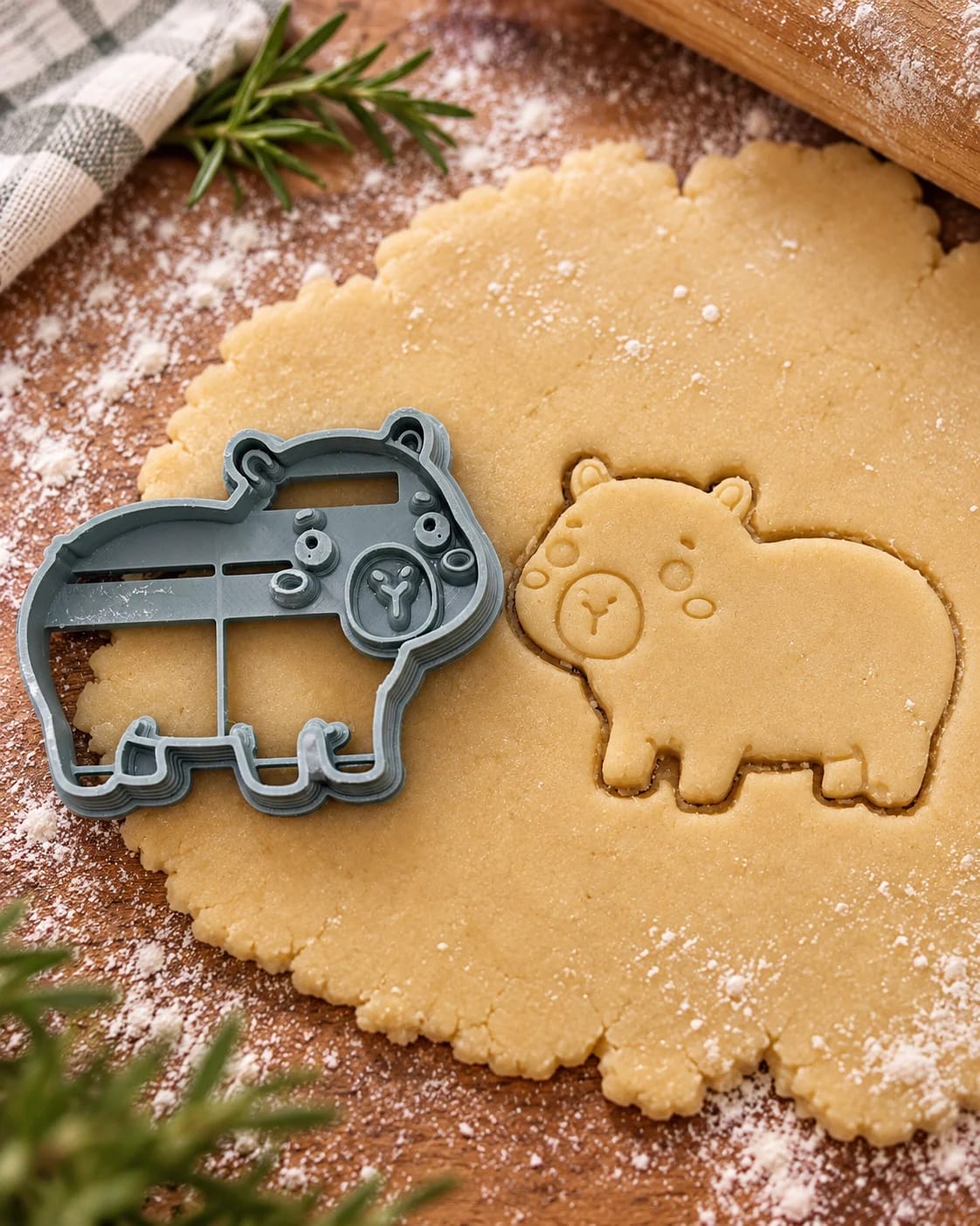 Emporte-pièce capybara avec tampon — biscuits sablés