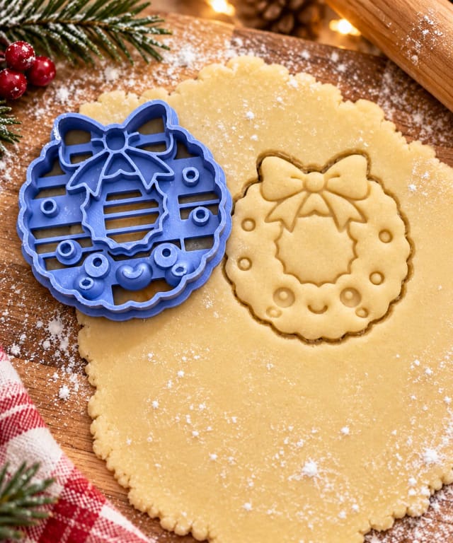 Emporte-pièce couronne de Noël avec tampon — biscuits sablés de Noël