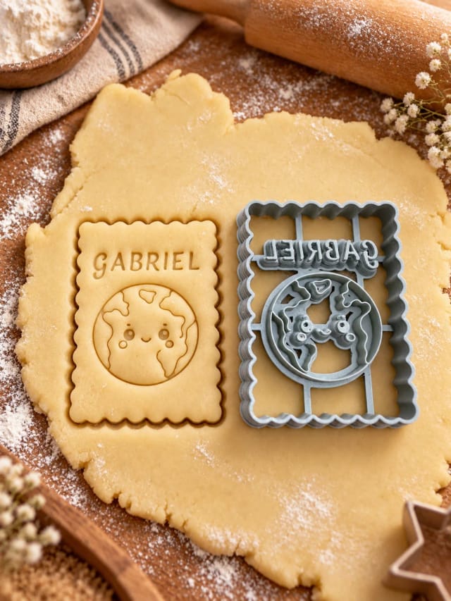 Emporte-pièce planète personnalisé prénom — biscuit rectangulaire