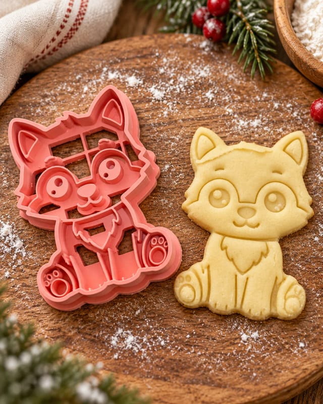 Emporte-pièce loup avec tampon — biscuits animaux de la forêt