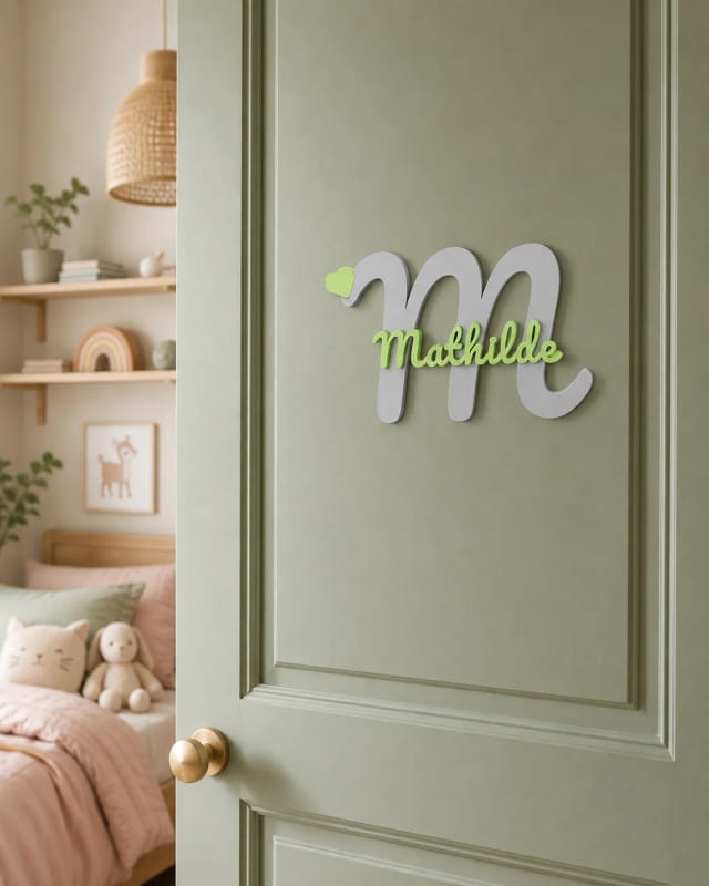 Plaque de porte personnalisée prénom — Tiaré, chambre d'enfant