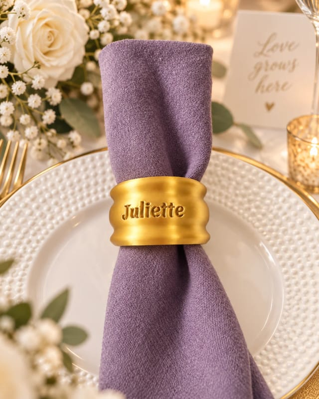 Small personalized napkin ring — name, smooth and rounded