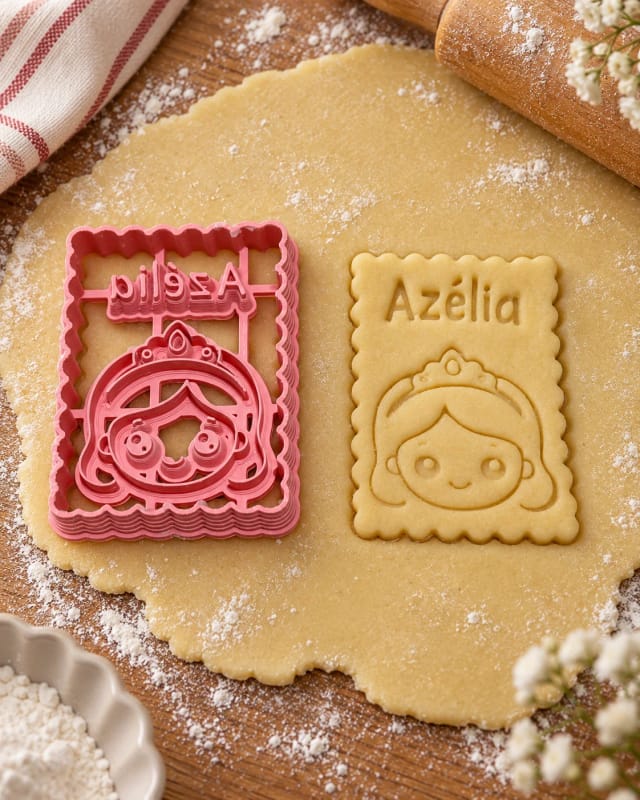 Emporte-pièce princesse personnalisé prénom — biscuit rectangulaire