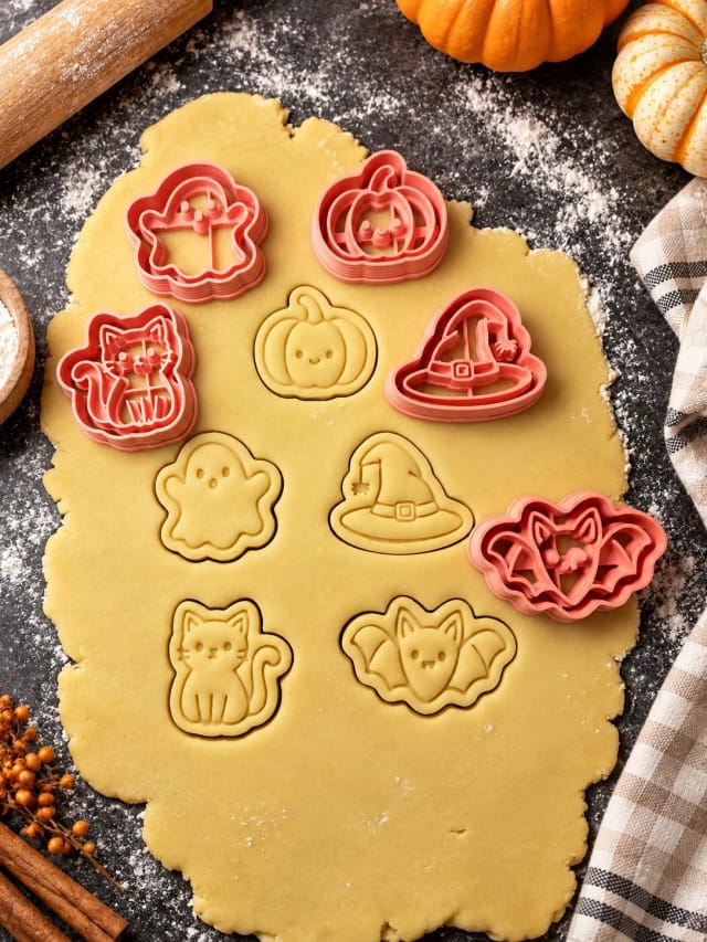Kit 5 mini emporte-pièces Halloween avec tampon — biscuits sablés