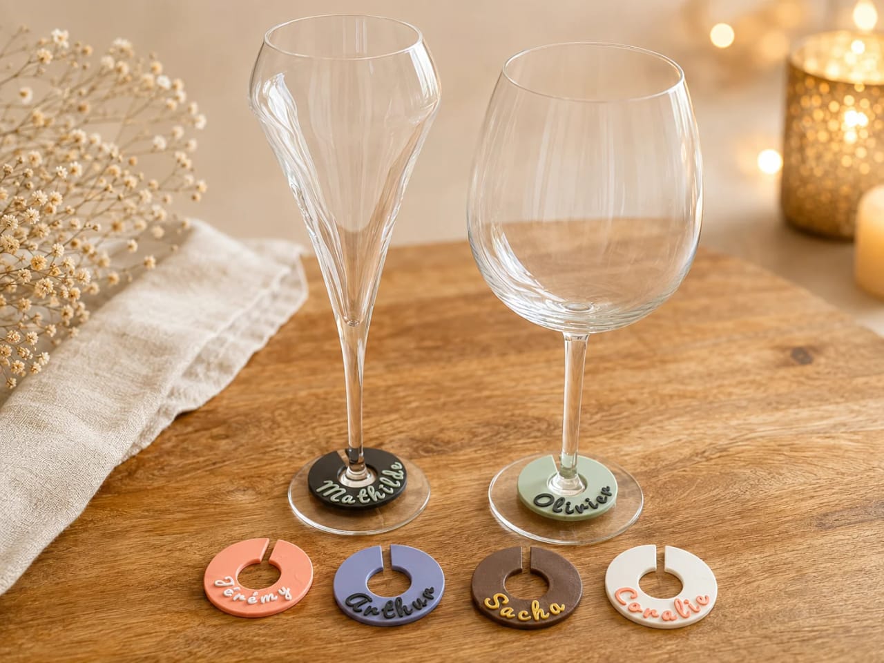 Marque-verre personnalisé Nénuphar avec prénom | Table & événements