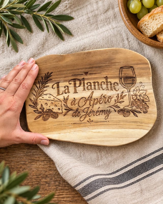 Tagliere da aperitivo personalizzato in legno – nome inciso