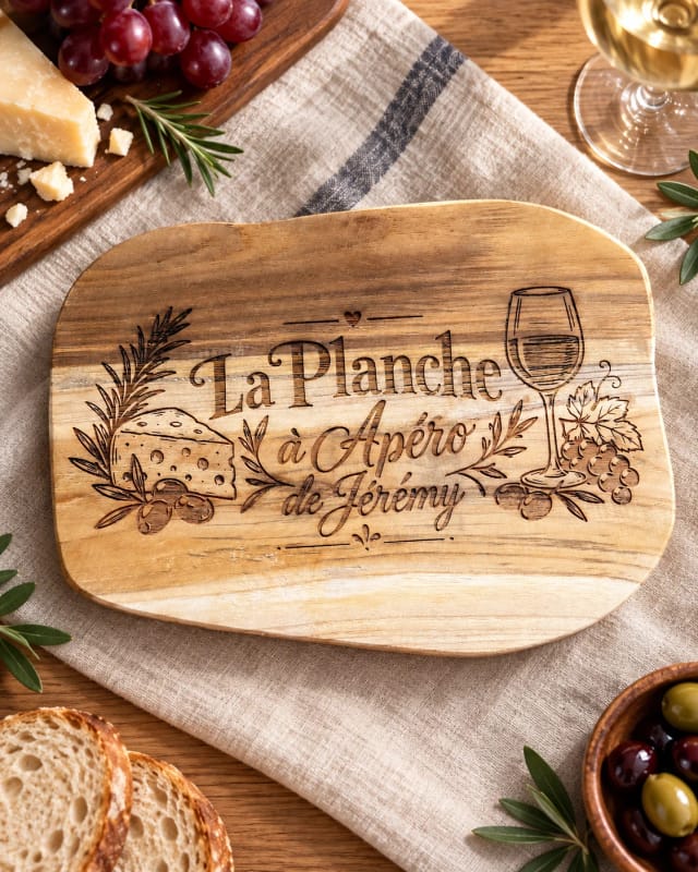 Tagliere da aperitivo personalizzato in legno – nome inciso