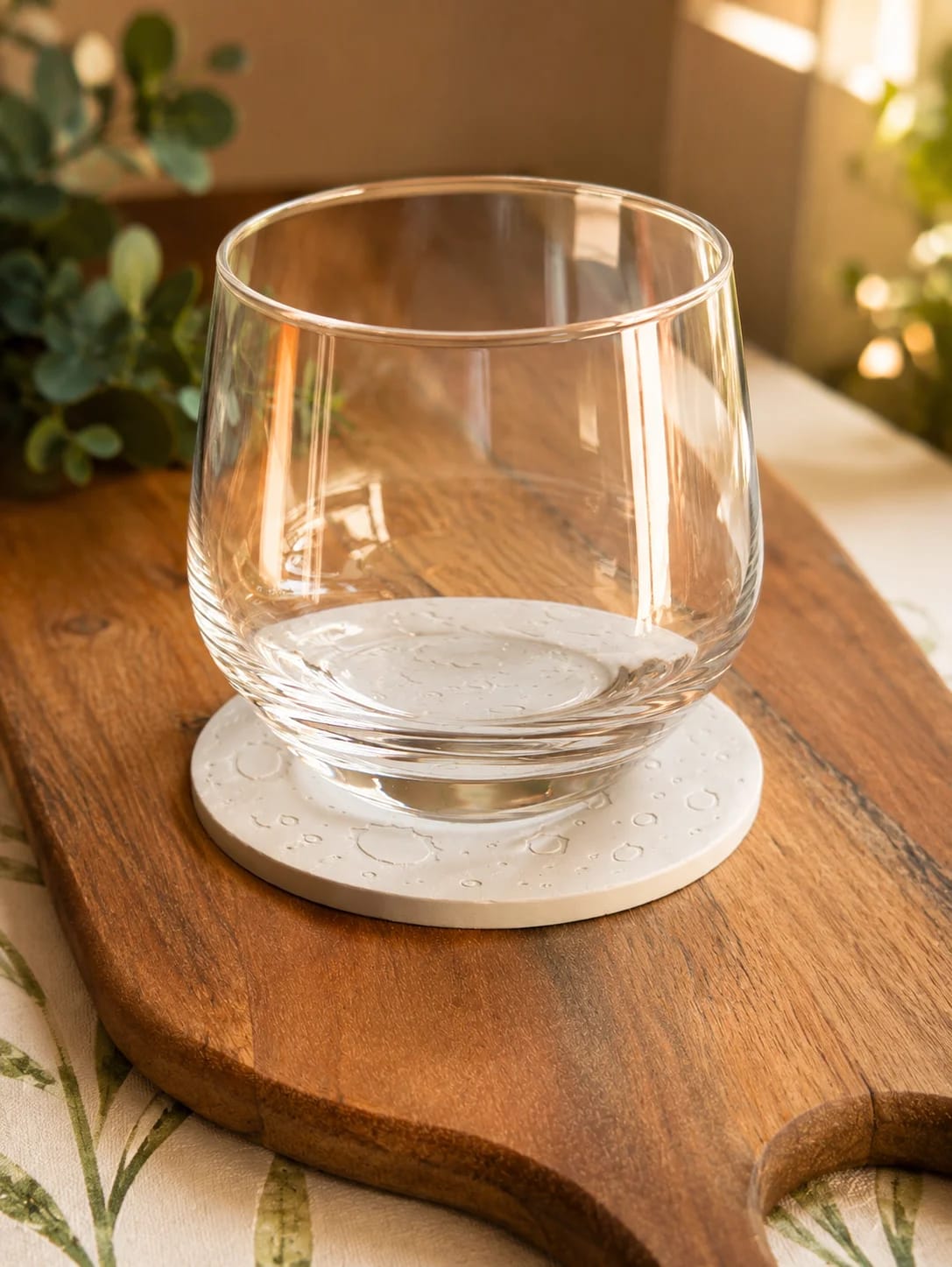 Dessous de verre Lune — cratères en relief, imprimé 3D