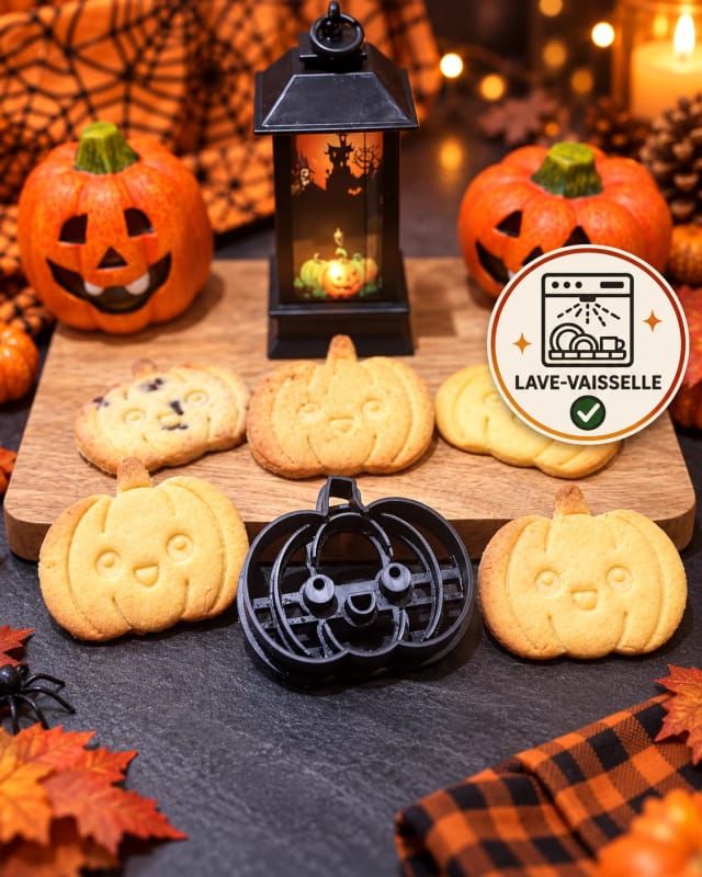 Koekjesuitsteker pompoen met stempel — zandkoekjes voor Halloween